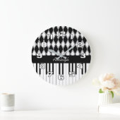 ピアノパーソナライズされた鍵とダイヤモンド ラージ壁時計 (ホーム)