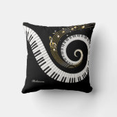 ピアノパーソナライズされた鍵と金ゴールド音楽ノート クッション (裏面)