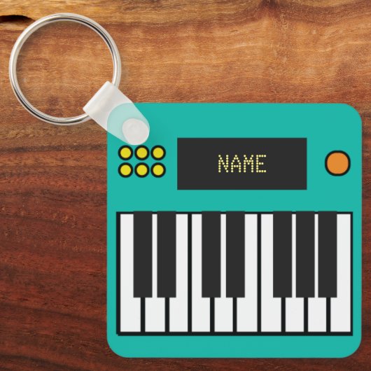 ピアノパーソナライズされた鍵キーボードKeychain Turquois キーホルダー (正面)