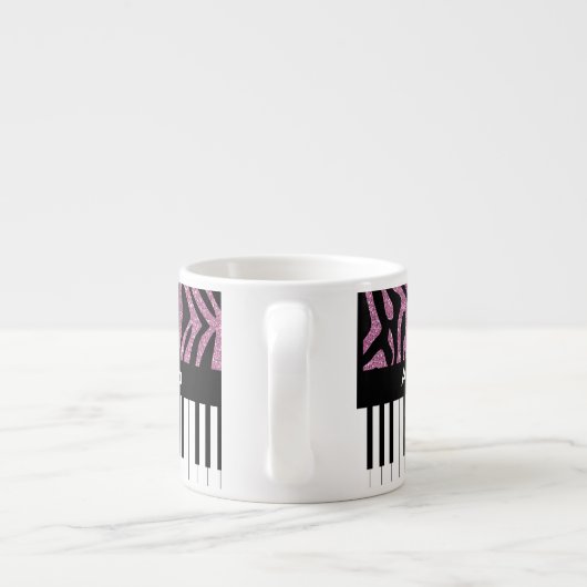 ピアノパーソナライズされた鍵ピンクグリッターゼブラプリント エスプレッソカップ (裏面)