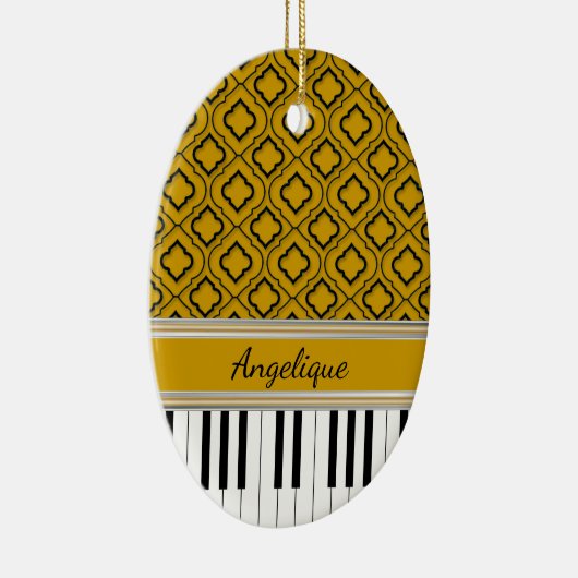 ピアノパーソナライズされた鍵ブラッククローバーオン金ゴールド セラミックオーナメント (右)