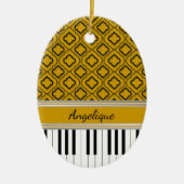 ピアノパーソナライズされた鍵ブラッククローバーオン金ゴールド セラミックオーナメント (正面)