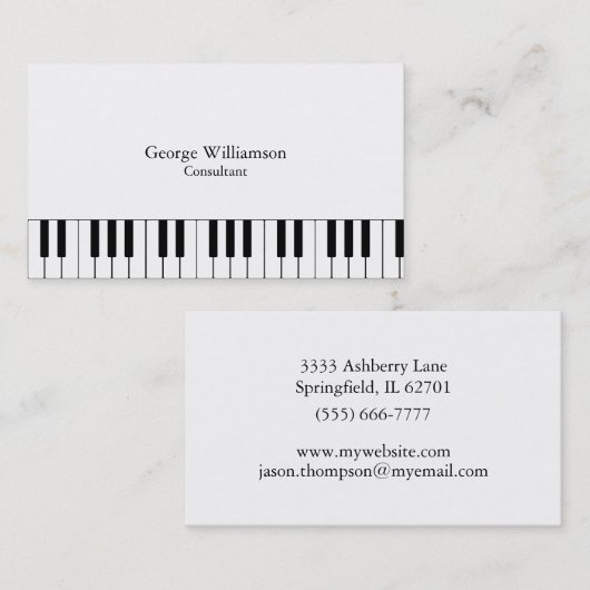 ピアノパーソナライズされた鍵楽器名刺 名刺 (正面/裏面)