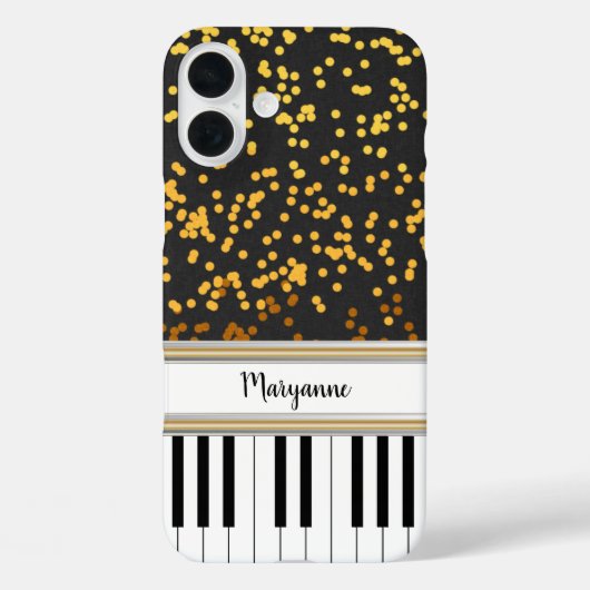 ピアノパーソナライズされた鍵金ゴールド水玉模様パターン Case-Mate iPhoneケース (裏面)