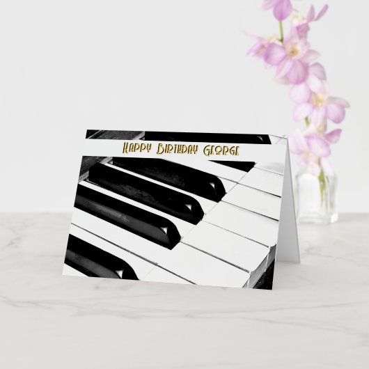 ピアノパーソナライズされた鍵音楽ミュージシャン誕生日 箔グリーティングカード (蘭)