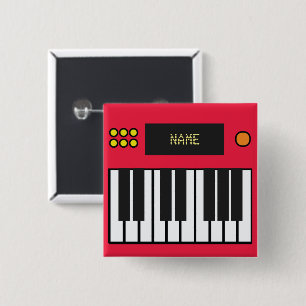 ピアノパーソナライズされた音楽キーボードレッド 缶バッジ