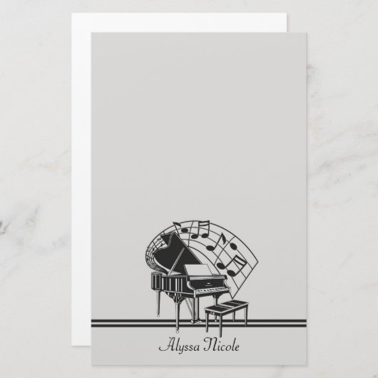 ピアノパーソナライズされた音符 便箋 (正面/裏面)