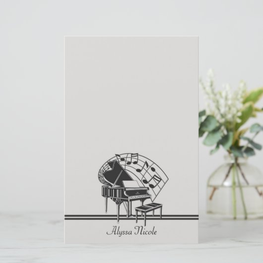 ピアノパーソナライズされた音符 便箋 (スタンド正面)