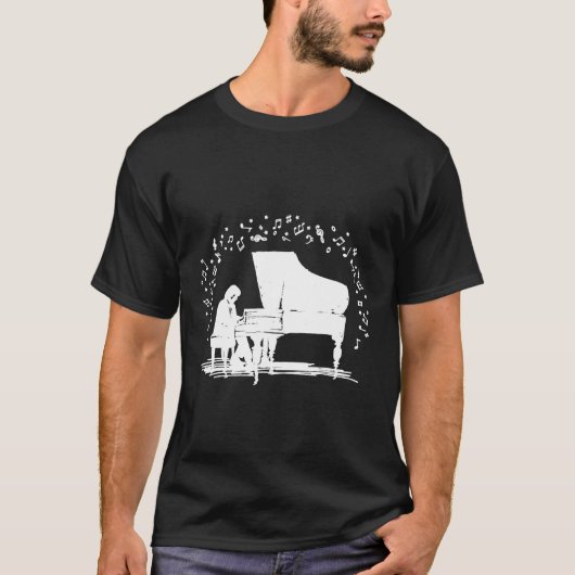ピアノピアニストミュージシャン音楽愛好家ギフト Tシャツ (正面)