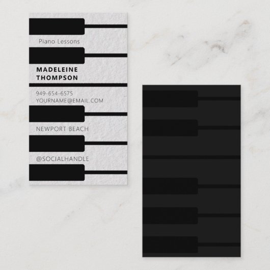 ピアノピアニスト音楽先生鍵キーボードモダン 名刺 (正面/裏面)