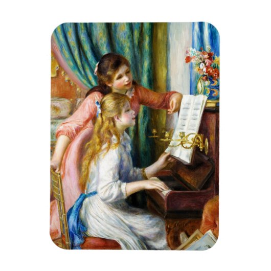 ピアノピエール・オーギュスト・ルノアールの女絵画の子 マグネット (縦)
