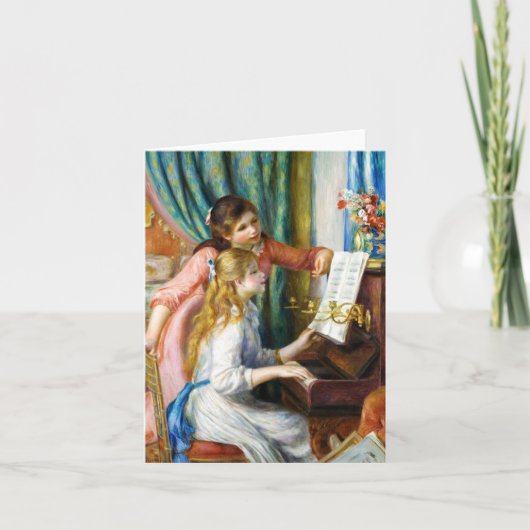 ピアノピエールAugusteルノアールの絵を描くことの女の子 カード (正面)
