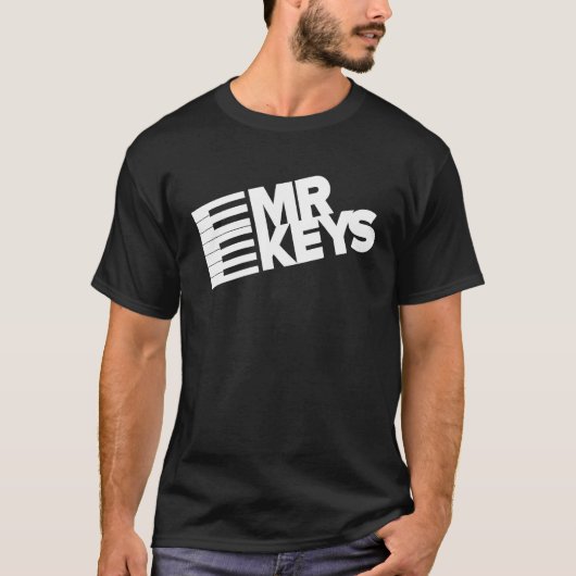 ピアノプレイヤーキーボード奏者ギフトmr.鍵 tシャツ (正面)