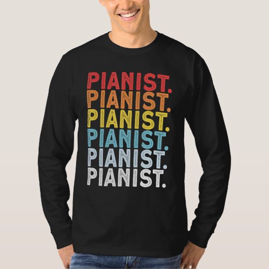 ピアノプレイヤー音楽レトロピアニスト Tシャツ (正面)