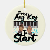 ピアノプレス任意の鍵スターピアニスト学生ティーシュ セラミックオーナメント (裏面)