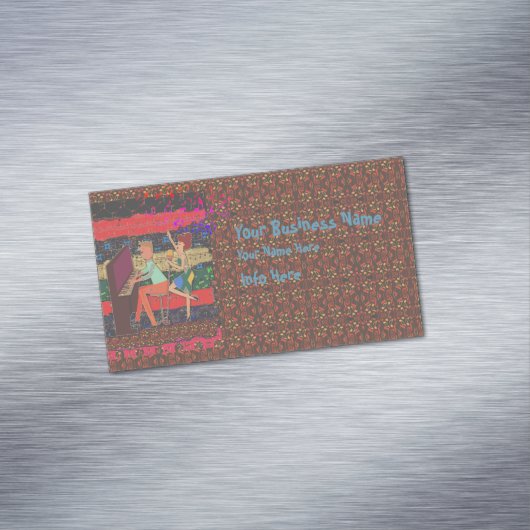 ピアノプレーヤーと音楽ノート2 マグネット名刺 (インサイチュ)