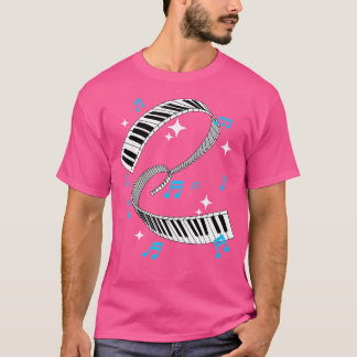 ピアノプレーヤーギフトTシャツ ピアノ鍵盤 キーボード ミュージック Tシャツ
