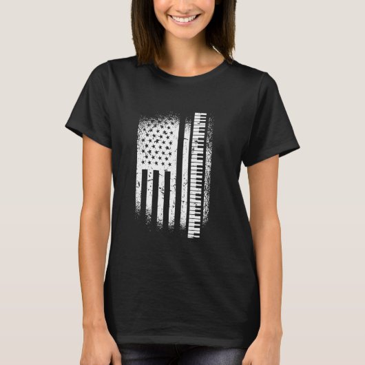ピアノプレーヤーピアニスト鍵盤プレーヤー楽器US Tシャツ (正面)