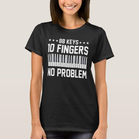 ピアノプレーヤーミュージシャン88鍵10指NoProble Tシャツ (正面)
