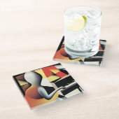 ピアノプレーヤー – Airbrush Art ガラスコースター (アングル)