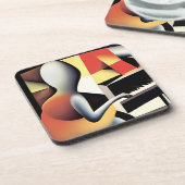 ピアノプレーヤー – Airbrush Art コースター (左側)