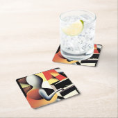 ピアノプレーヤー – Airbrush Art スクエアペーパーコースター (インサイチュ)