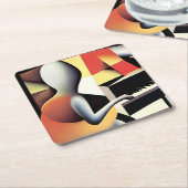 ピアノプレーヤー – Airbrush Art スクエアペーパーコースター (アングル)