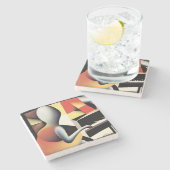 ピアノプレーヤー – Airbrush Art ストーンコースター (横)