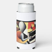 ピアノプレーヤー – Airbrush Art スリム缶クーラー (Seltzer正面)