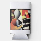 ピアノプレーヤー – Airbrush Art スリム缶クーラー (裏面)