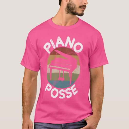 ピアノポス楽器おもしろいプレイヤー引用文バンド Tシャツ (正面)