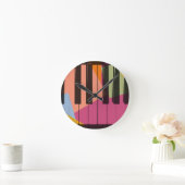 ピアノポップアート ラウンド壁時計 (ホーム)