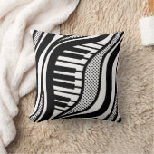 ピアノポルカ波枕 – 白黒の音楽 クッション (ブランケット)