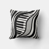 ピアノポルカ波枕 – 白黒の音楽 クッション (裏面)