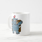 ピアノマグを遊んでいるCUのサイ コーヒーマグカップ (正面左)