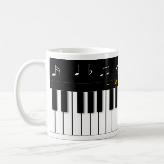 ピアノマグ-名前を個人化して下さい コーヒーマグカップ (左)