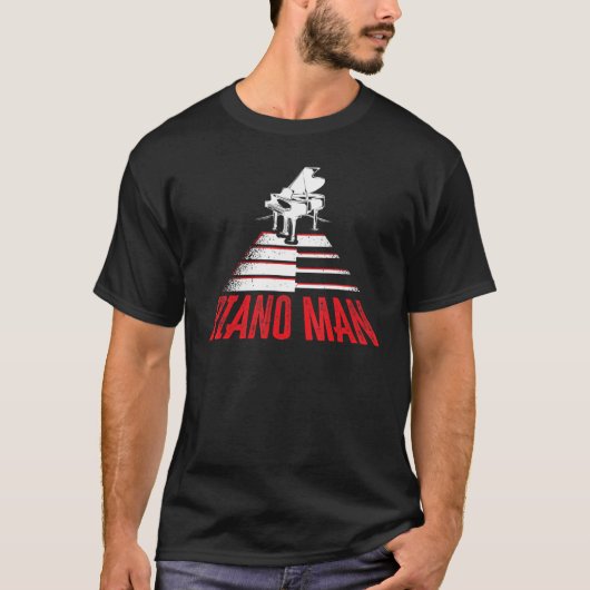 ピアノマンミュージシャンミュージカル楽器ピアニスト六井 Tシャツ (正面)