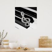 ピアノミュージカル記号 ポスター (キッチン)