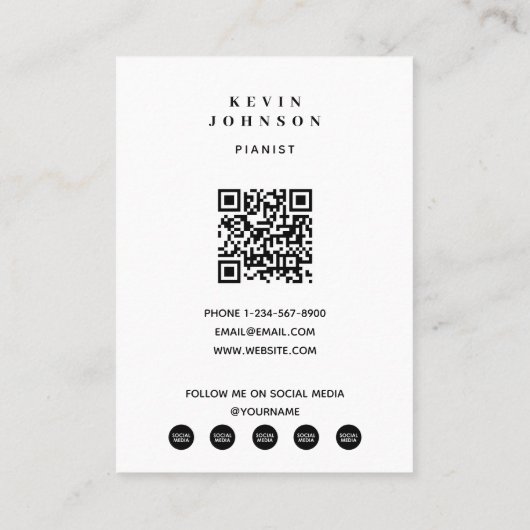 ピアノミュージシャンピアニスト写真ソーシャルメディア 名刺 (裏面)