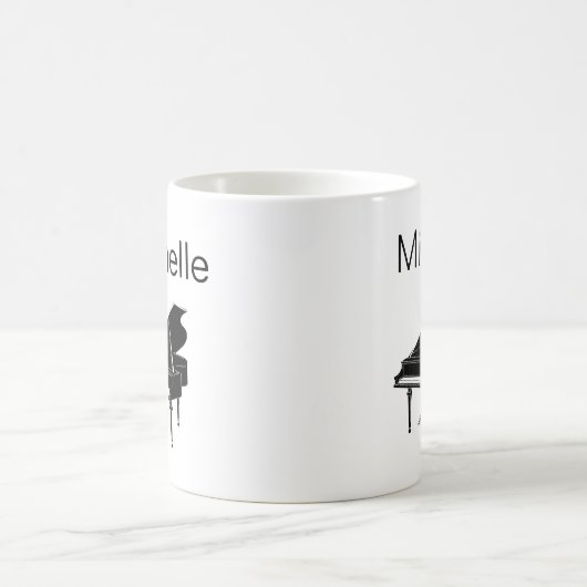 ピアノミュージックノートScript Name白黒Coffee M コーヒーマグカップ (中央)