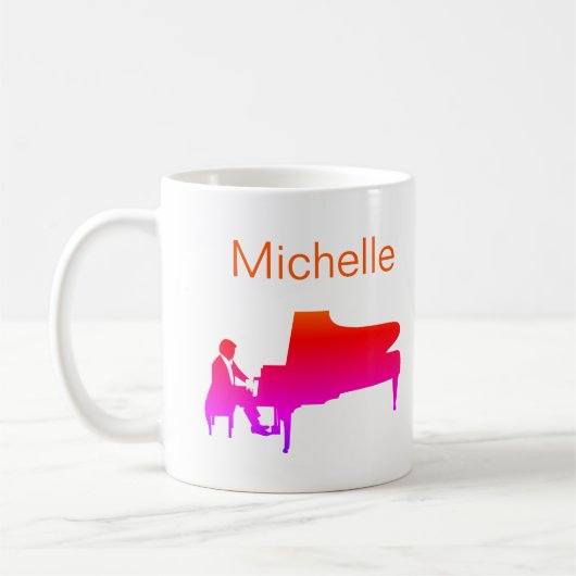 ピアノミュージックノートScript Name白黒Coffee M コーヒーマグカップ (左)