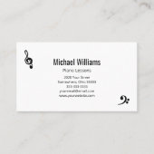 ピアノミュージックレスショントレブルベースクレフ、 音符記号 名刺 (正面)