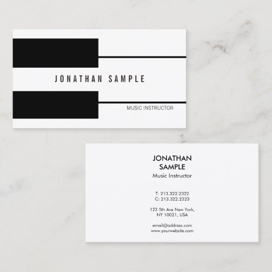 ピアノミュージック先生インストラクターエレガントモダン 名刺 (正面/裏面)