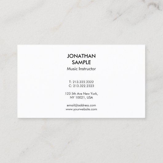 ピアノミュージック先生インストラクターエレガントモダン 名刺 (裏面)
