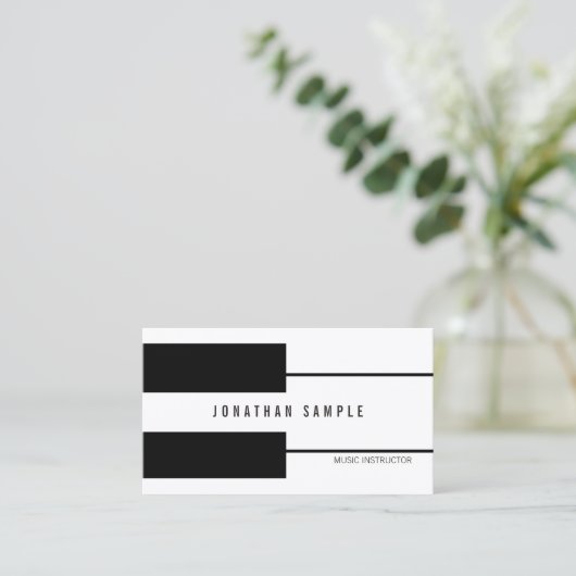 ピアノミュージック先生インストラクターエレガントモダン 名刺 (スタンド正面)