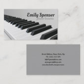 ピアノミュージック先生キーボード詳細デザイングレー 名刺 (正面/裏面)