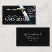 ピアノミュージック先生ブラックビジネスカード 名刺 (正面/裏面)