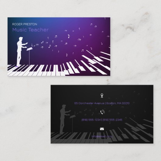ピアノミュージック先生 名刺 (正面/裏面)