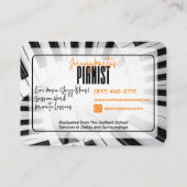 ピアノモダンらせん状ブラック&ホワイトオレンジピアニスト 名刺 (裏面)