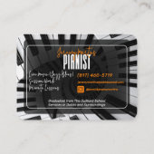 ピアノモダンらせん状ホワイトオンブラックオレンジピアニスト 名刺 (裏面)